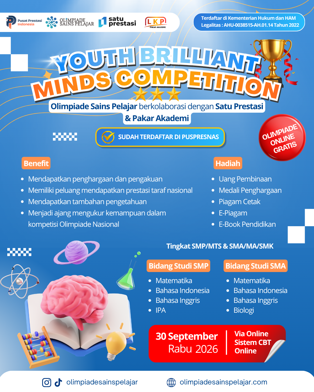 YOUTH BRILLIANT MINDS COMPETITION - 30 SEPTEMBER 2026 OSP X SATU PRESTASI X LKP logo