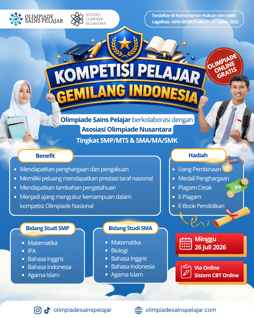 KOMPETISI PELAJAR GEMILANG INDONESIA - 26 JULI 2026 OSPXAON logo