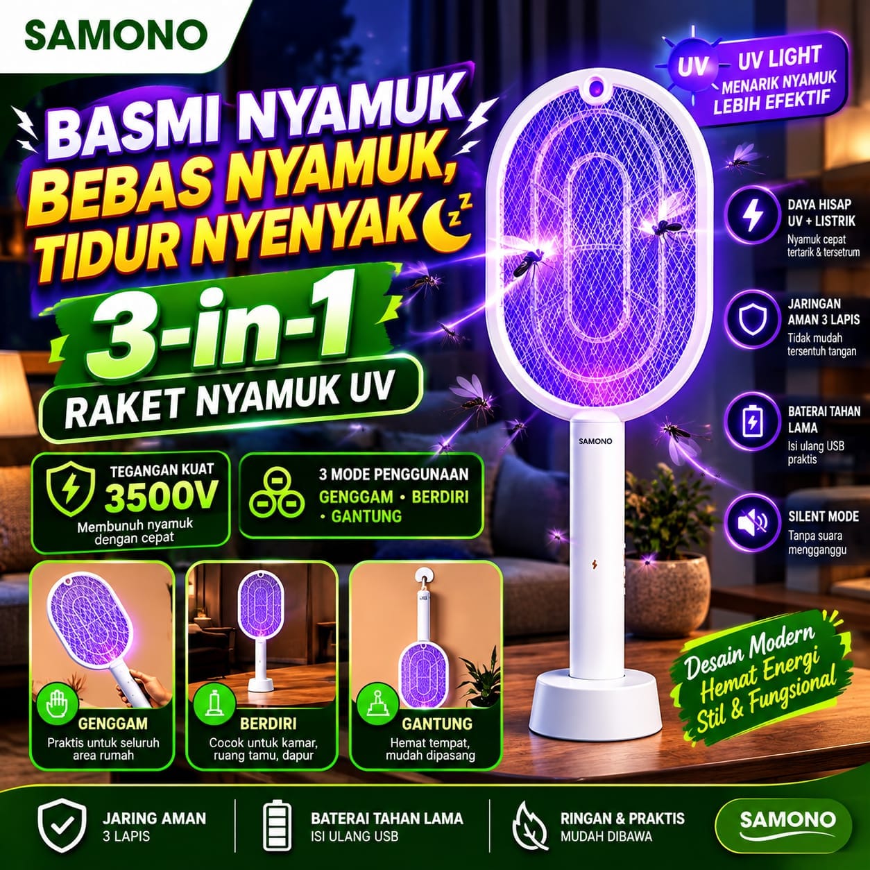 BR RAKET NYAMUK 3 IN 1 logo