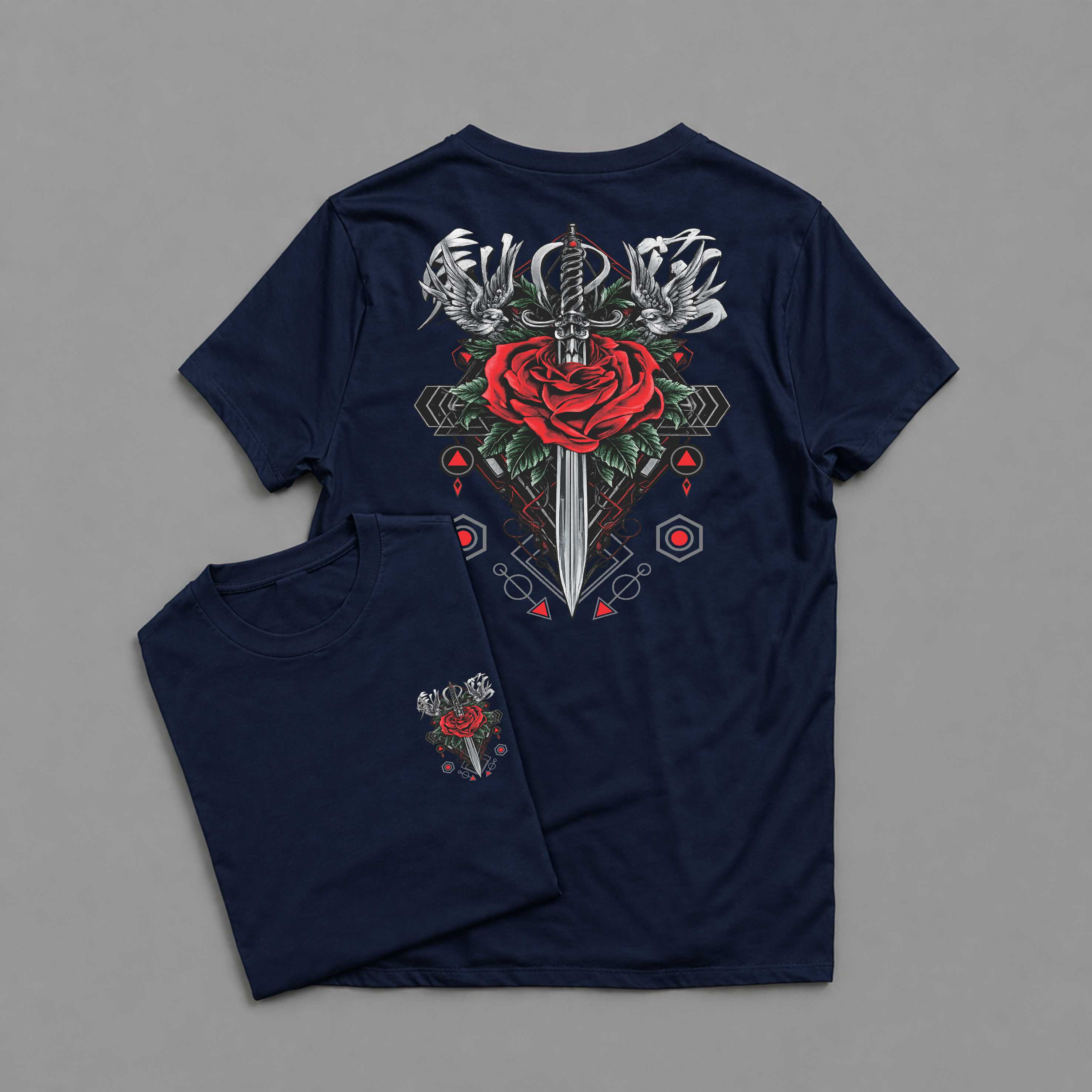 KAOS DEWASA ROSE SWORDS MAWAR PEDANG