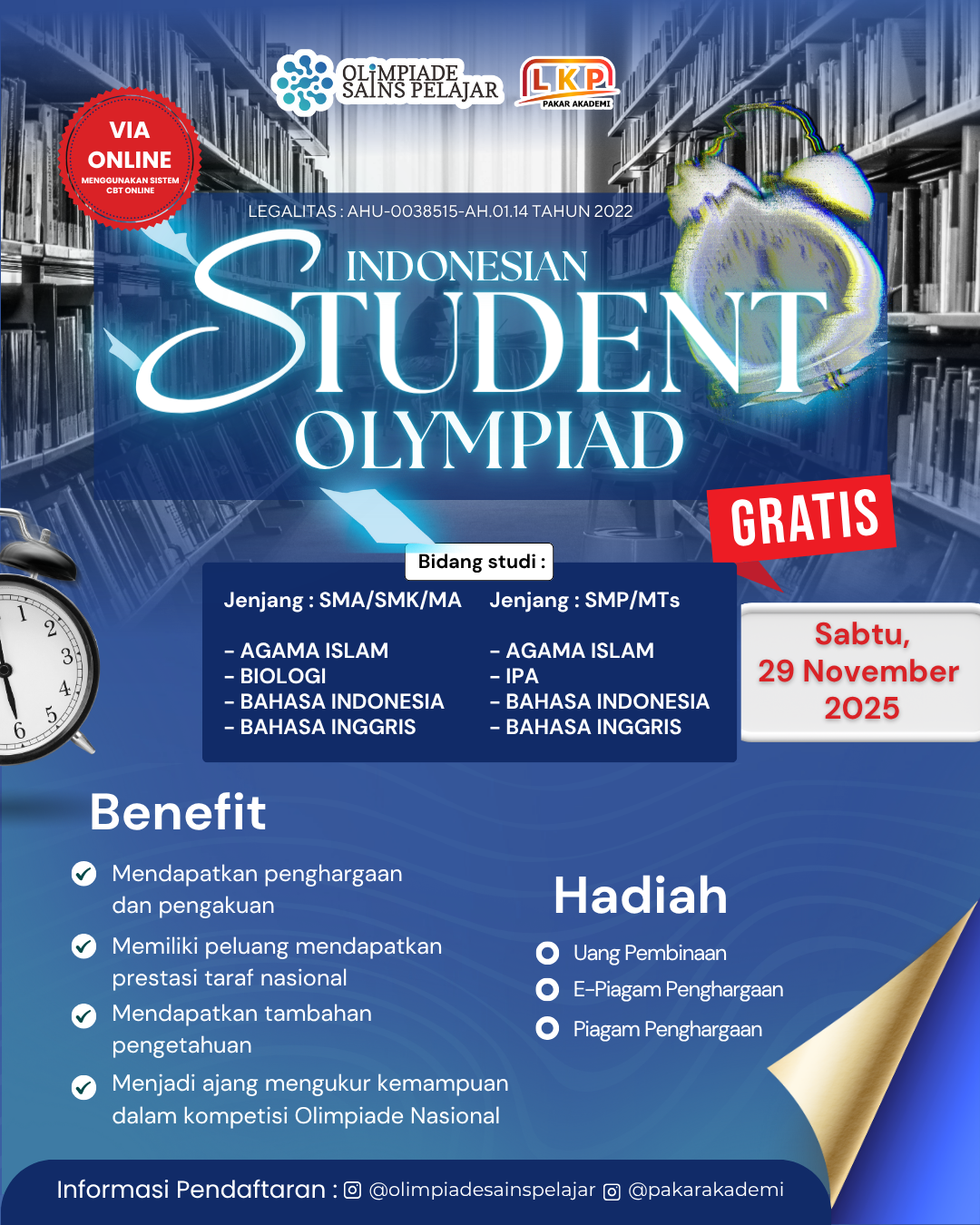 INDONESIAN STUDENT OLYMPIAD - 29 NOVEMBER 2025 OSPXLKP logo