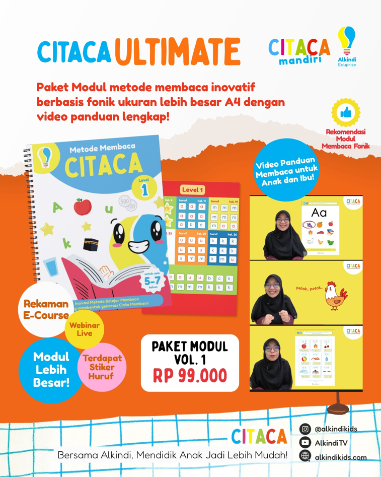 Citaca Mandiri – Belajar Membaca Anak Tanpa Mengeja | Cepat Lancar + Video Panduan