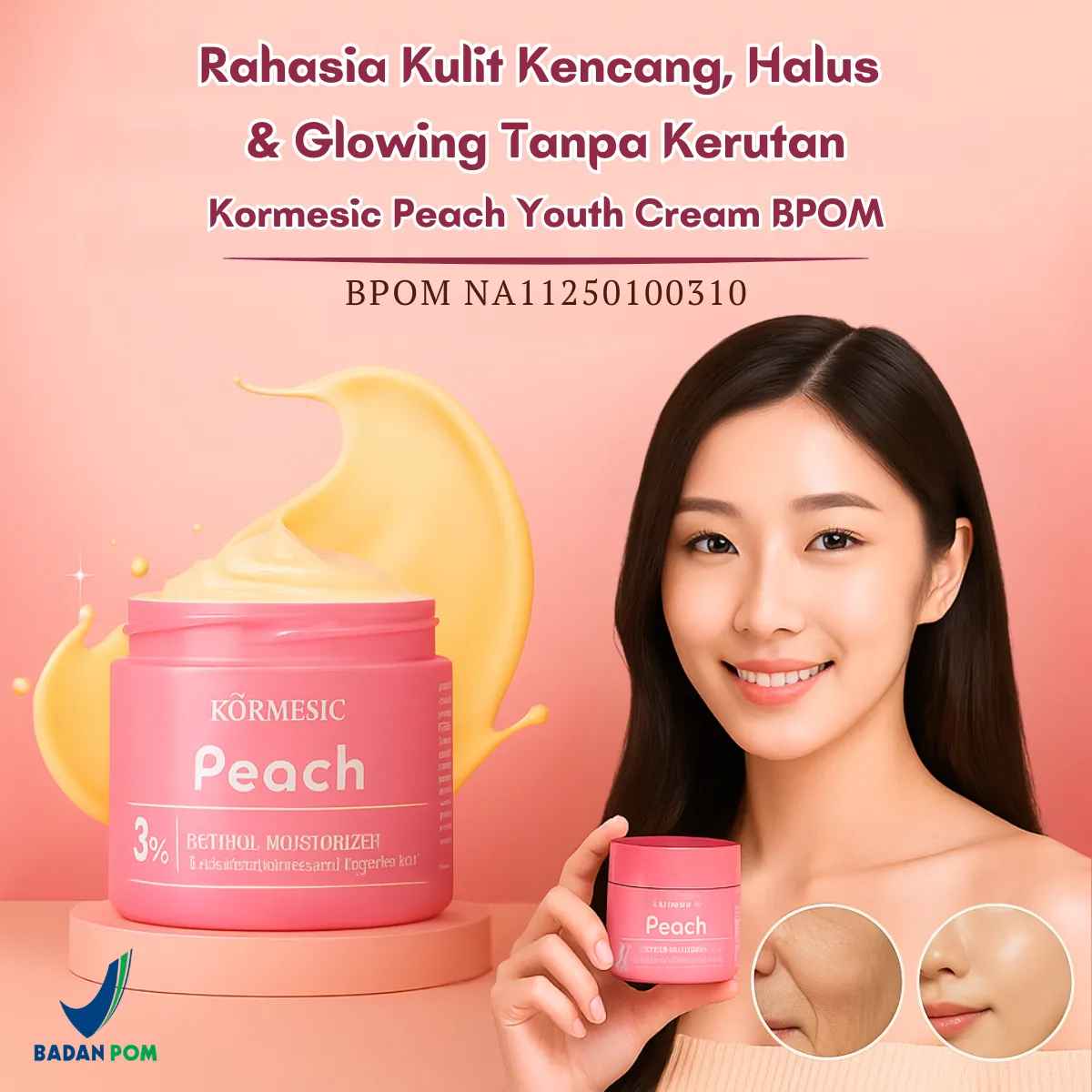 Kormesic Peach Youth Cream BPOM TY62-80 logo