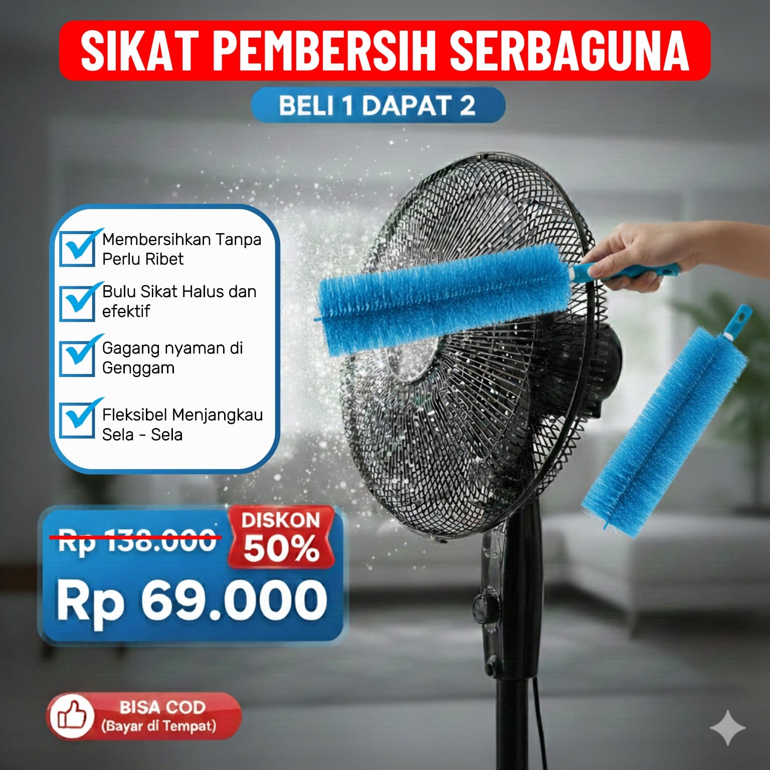 Sikat Pembersih Kipas Angin Dan Lain Nya - Beli 1 dapat 2 Bisa COD | SH logo