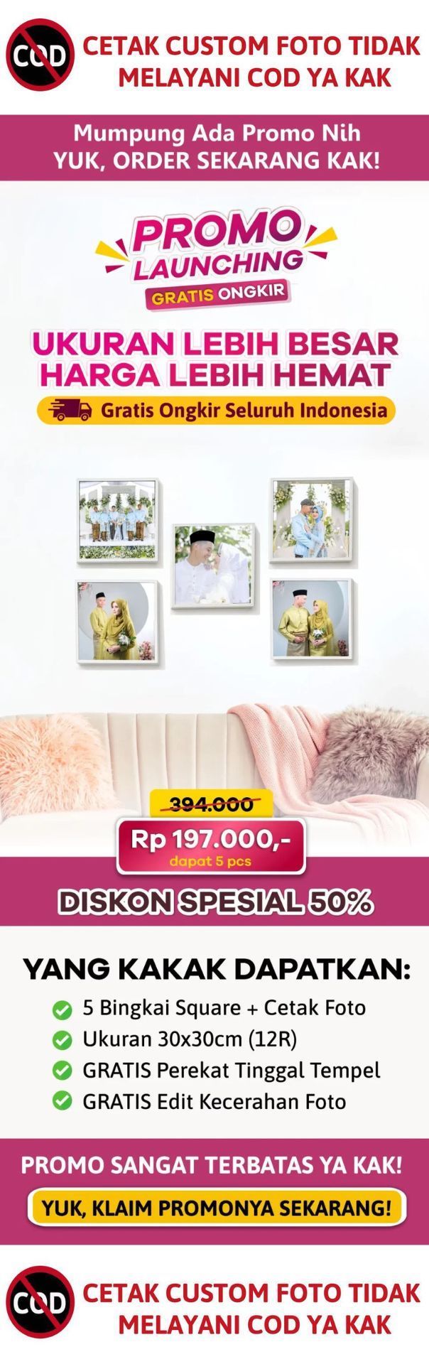Dapat 5 Bingkai + Foto 30x30cm logo