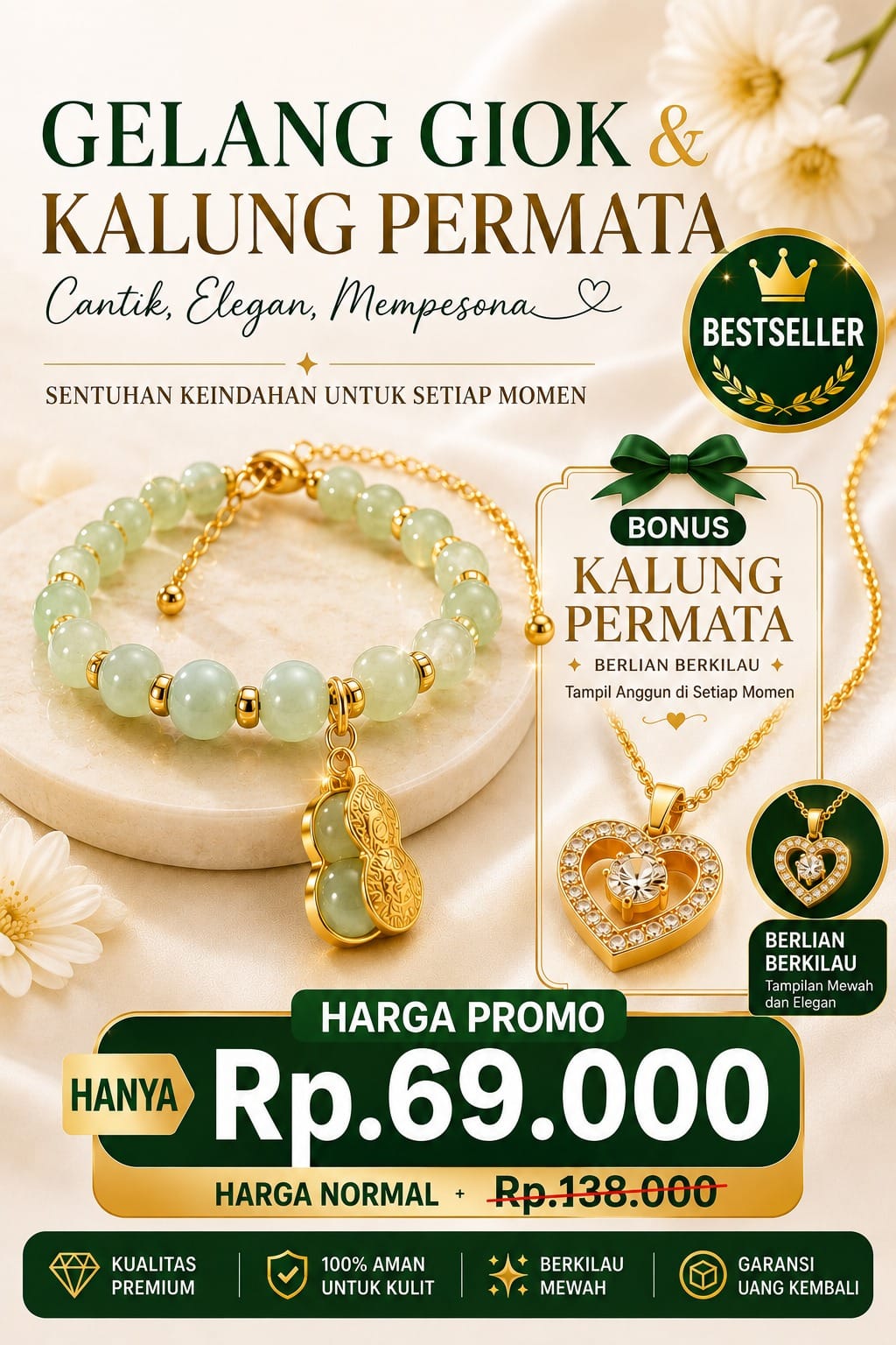 Gelang Giok Elegan Bonus Kalung Permata Cantik Dan Bisa COD | YT SHR logo