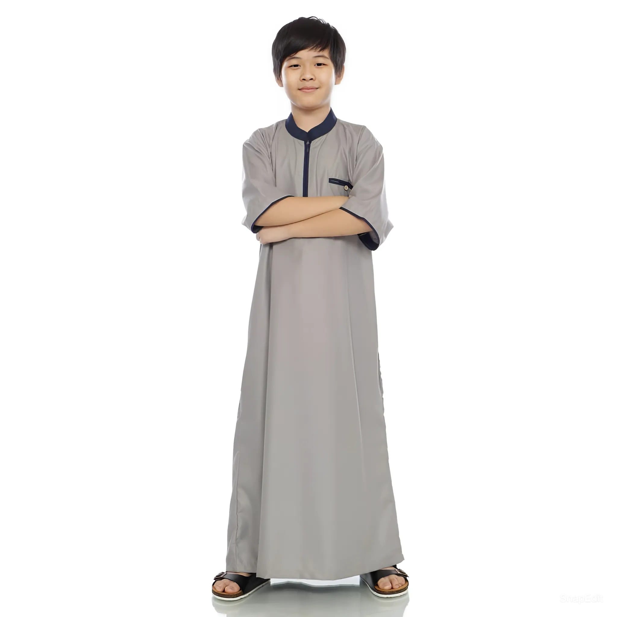 Jubah Anak Model List Saku