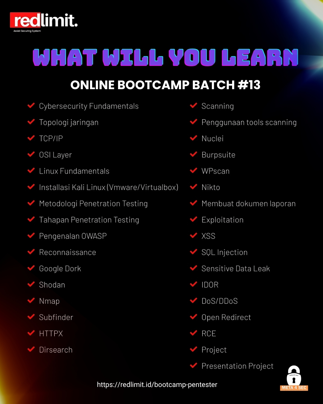 Bootcamp "Are You Ready To Be Pentester" Batch #13