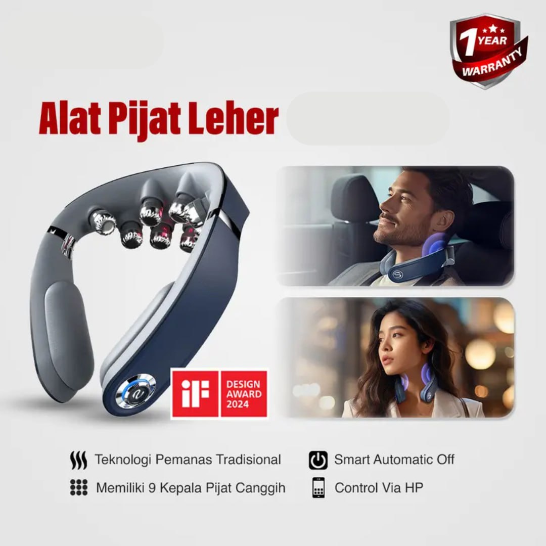 Neck Massager Premium Original – Alat Pijat Elektrik Canggih Leher Bahu Pundak Import