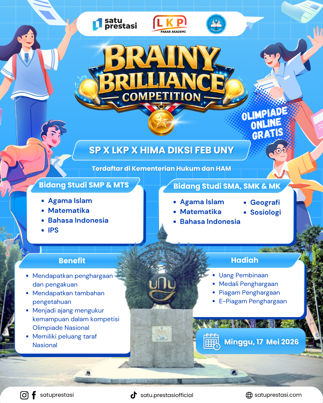 BRAINY BRILLIANCE COMPETITION - MINGGU, 17 MEI 2026 - SP X LKP X HIMA DIKSI FEB UNY logo