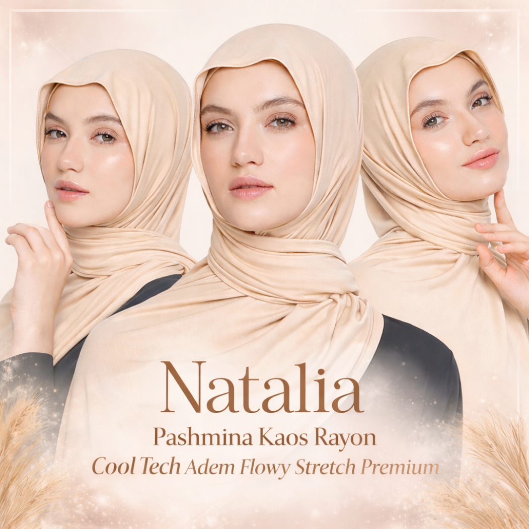 Natalia Pashmina Kaos Rayon Cool Tech Adem Flowy Stretch Premium