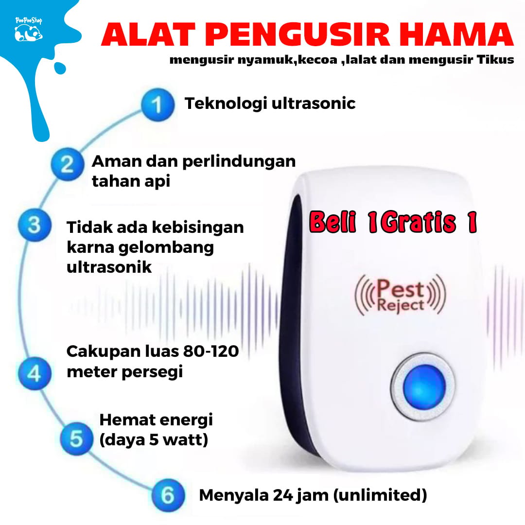 [2 Pcs ] Alat Penghusir Hama Serangga Kecoa Perangkap Tikus Nyamuk Semut Ultra Pest Reject Control