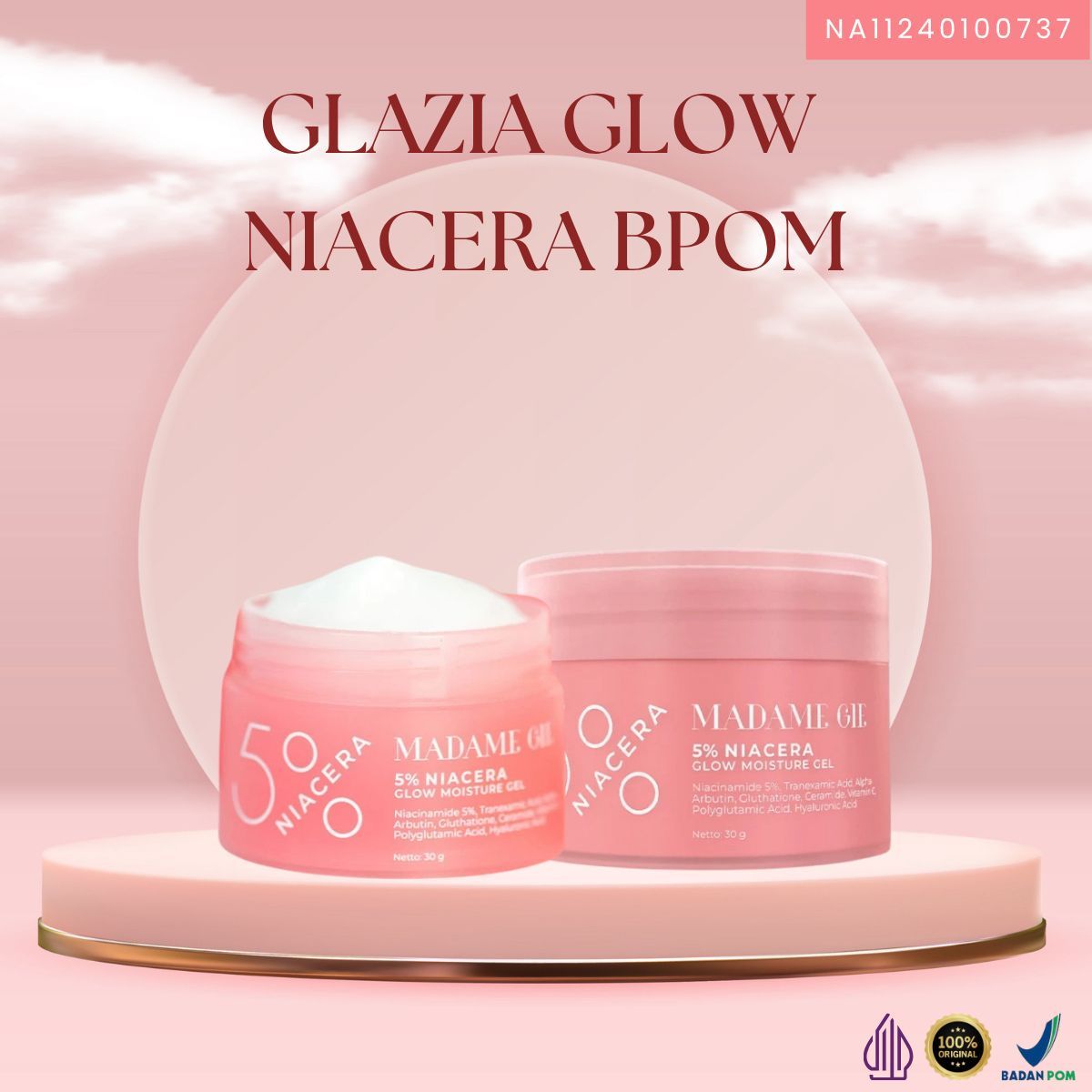 Glazia Glow Niacera BPOM GA BL77 logo