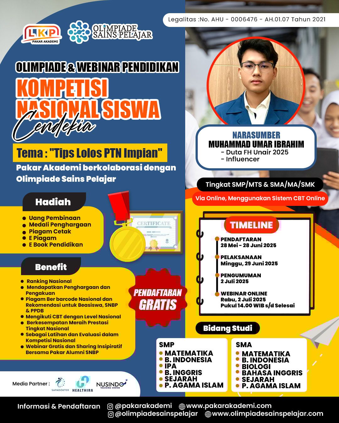 KOMPETISI NASIONAL SISWA CENDEKIA - PAKAR AKADEMI 29 JUNI logo