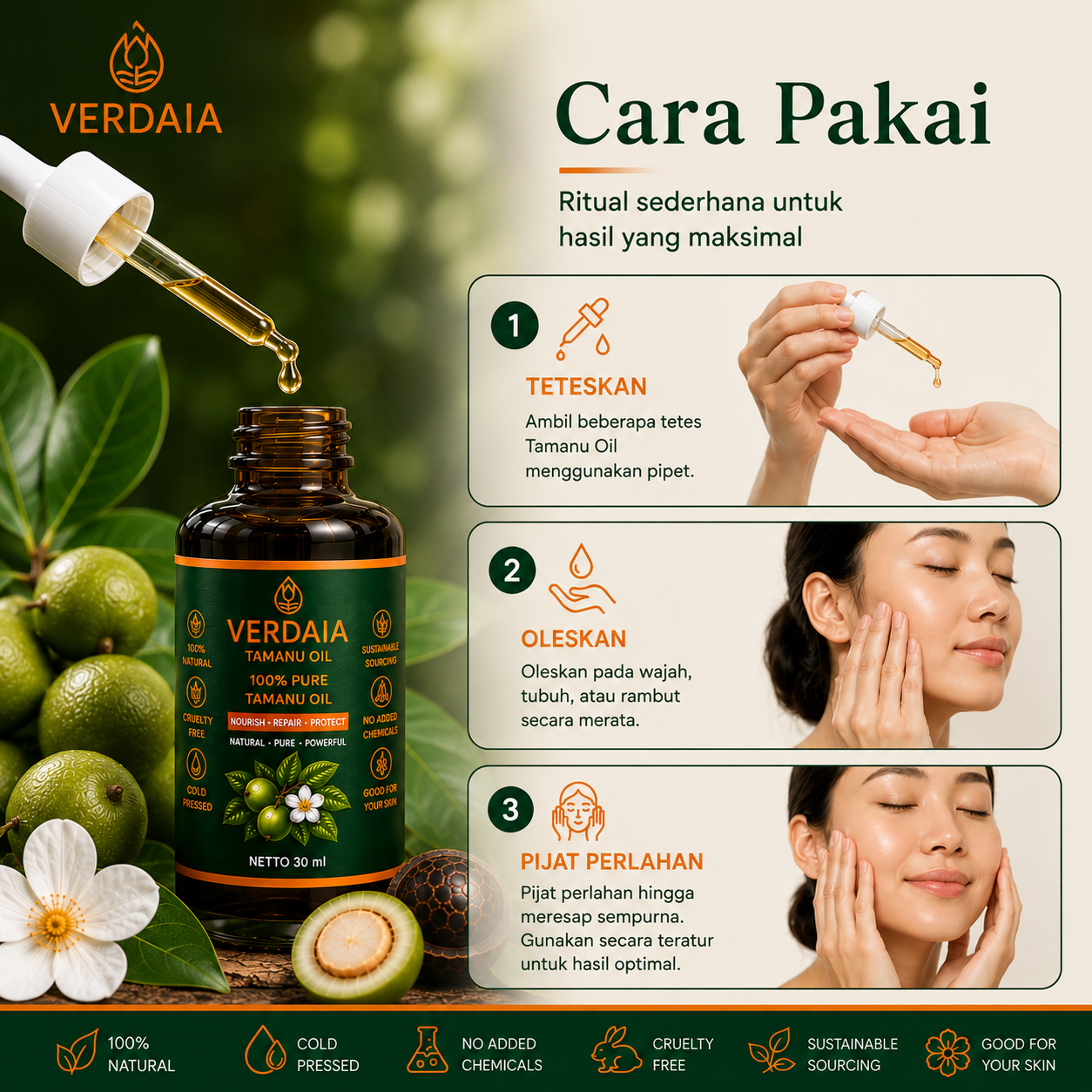 Verdaia Tamanu Oil | 30ml | Single 1 Bottle
