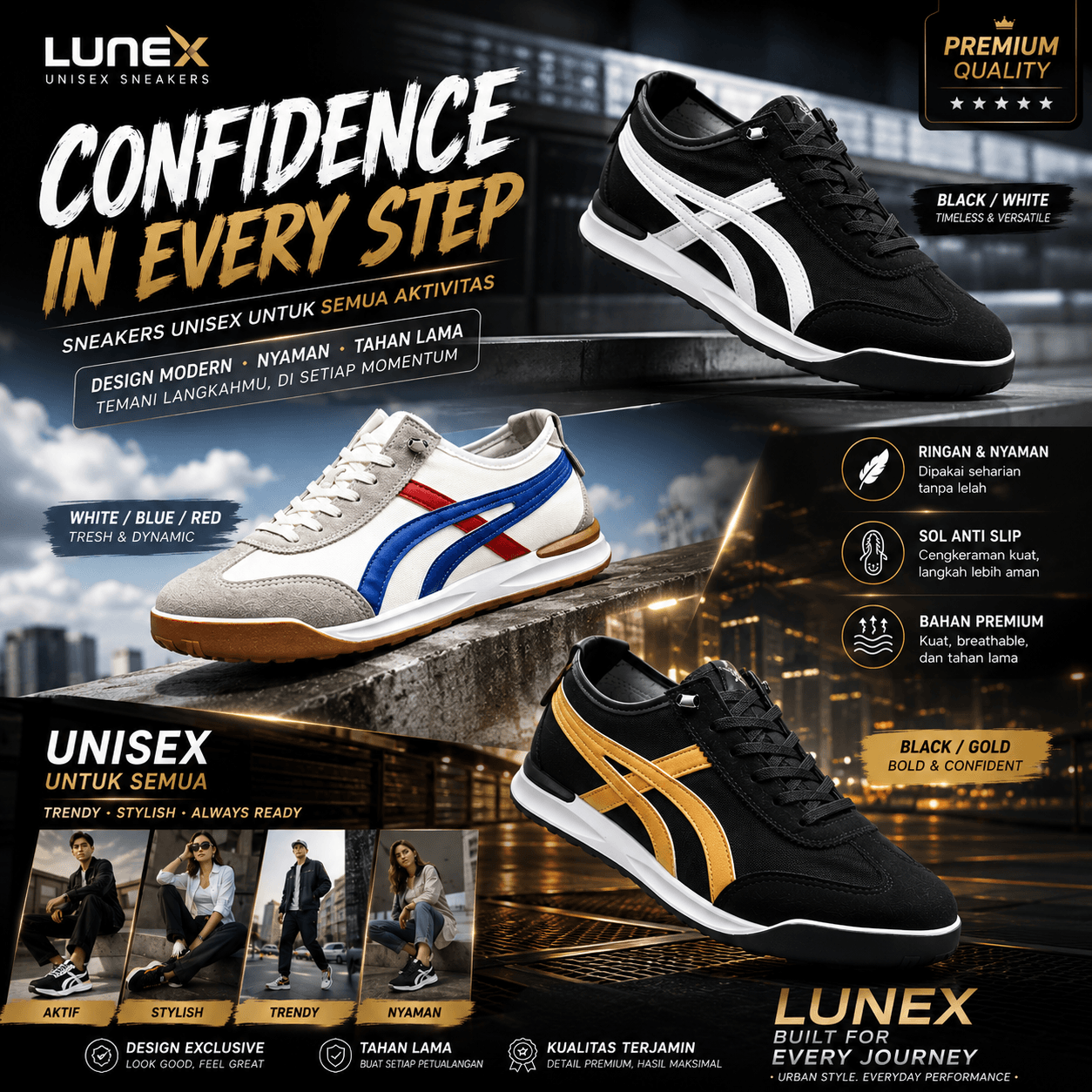 Sepatu Unisex Lunex logo
