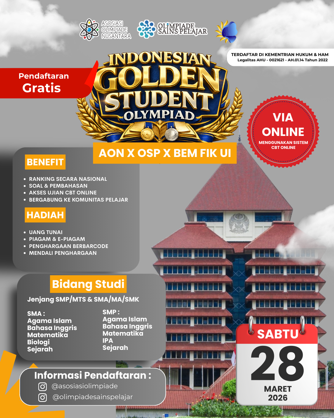 INDONESIAN GOLDEN STUDENT OLYMPIAD - AON X OSP X BEM FIK UI (28 MARET 2026) logo