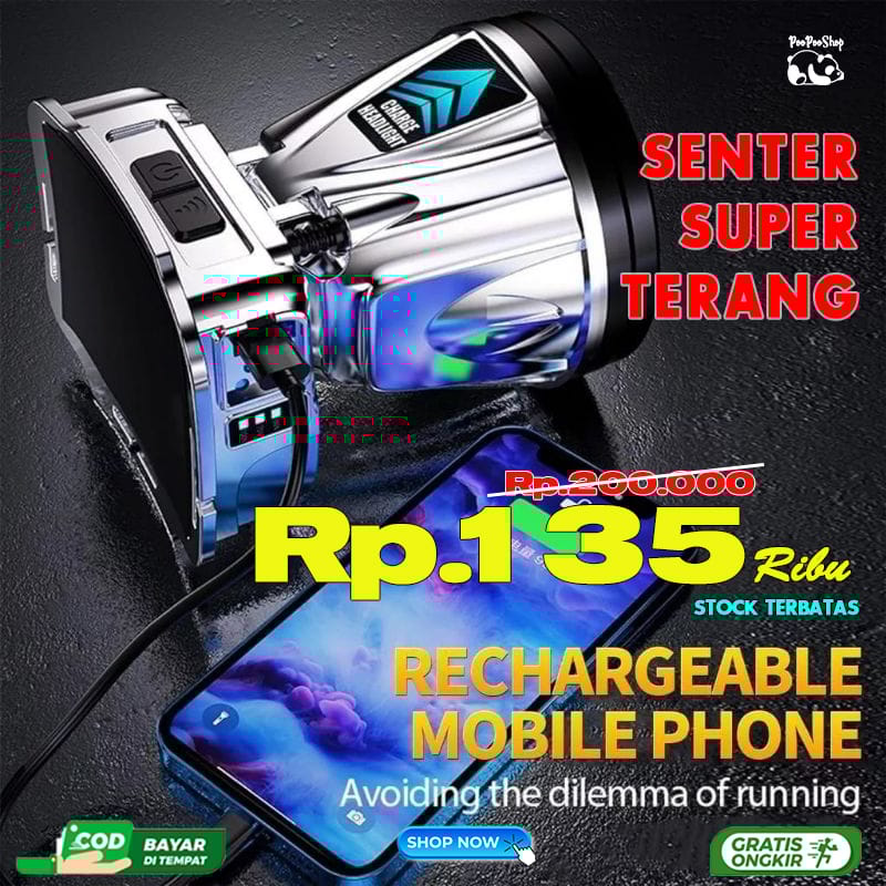 Senter Kepala Super Terang 300 watt & Power Bank logo