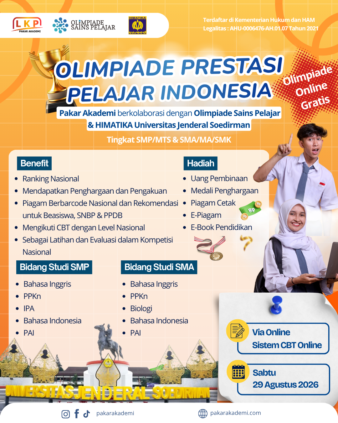 OLIMPIADE PRESTASI PELAJAR INDONESIA 29 AGUSTUS 2026 - LKP X OSP X HIMATIKA UNSOED logo