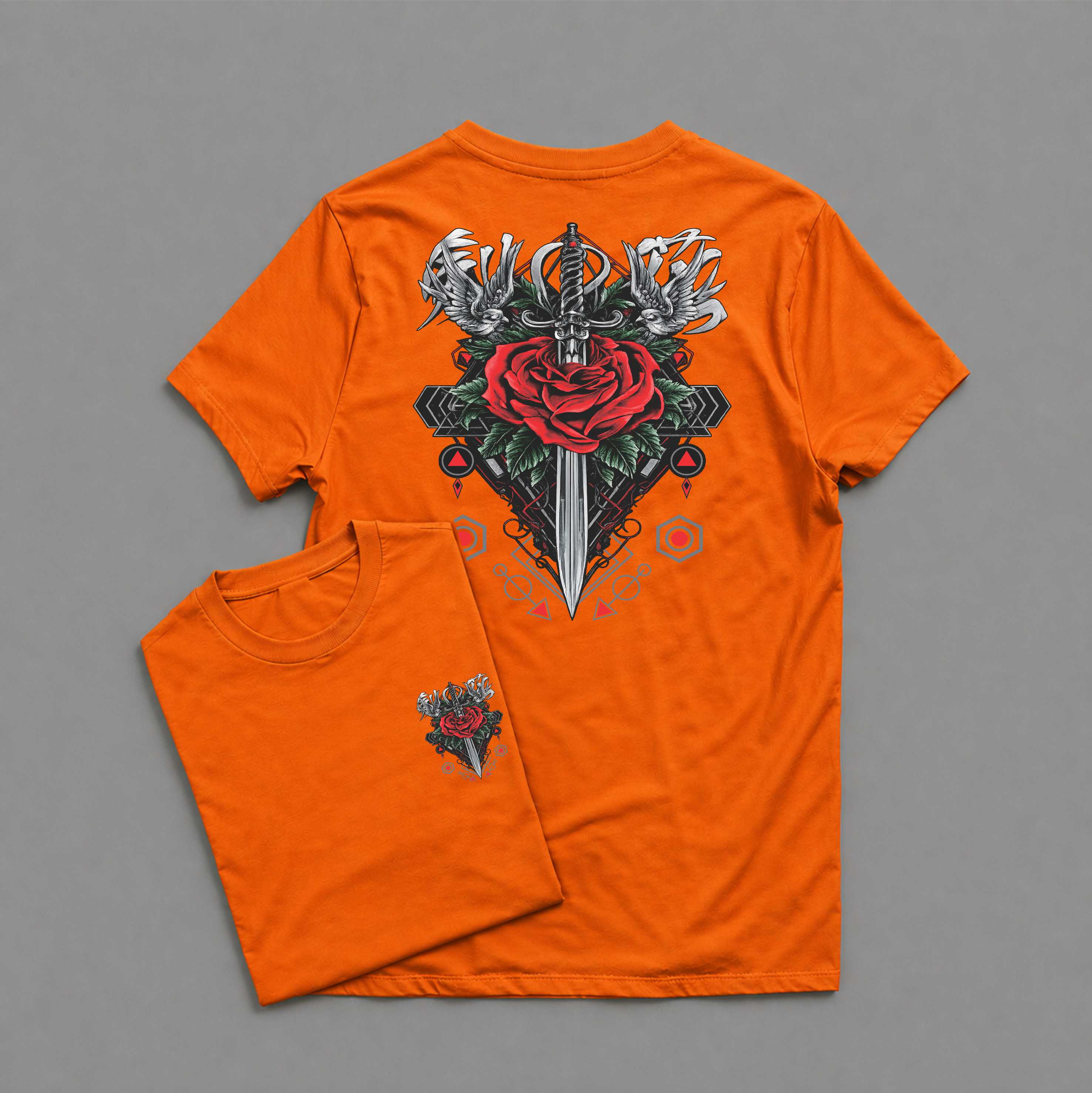 KAOS DEWASA ROSE SWORDS MAWAR PEDANG
