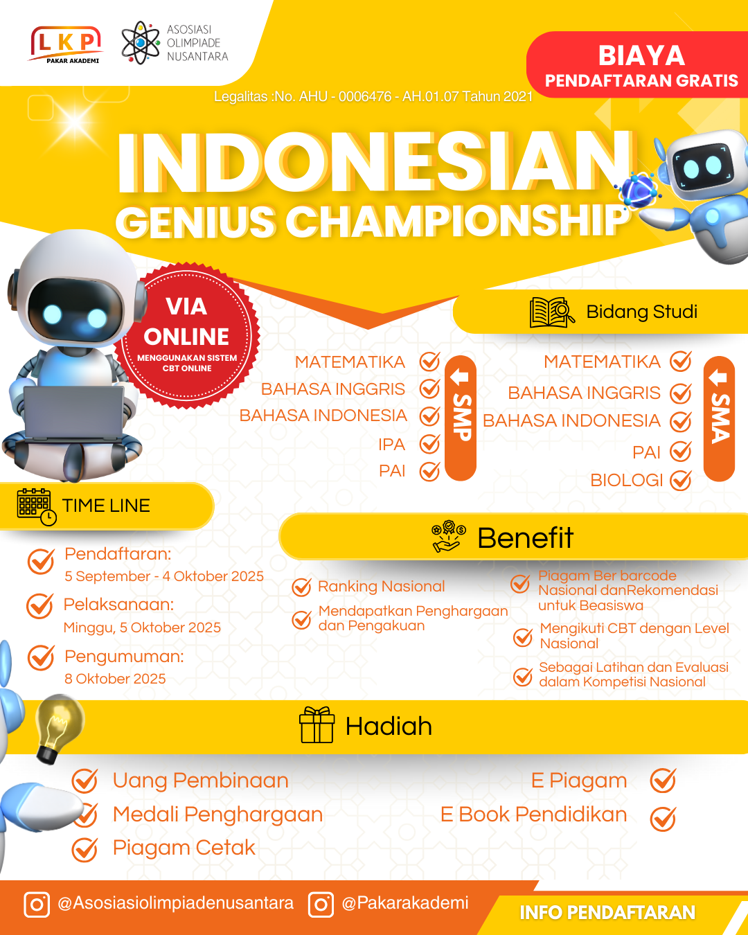 INDONESIAN GENIUS CHAMPIONSHIP - PAKAR AKADEMI 5 OKTOBER logo