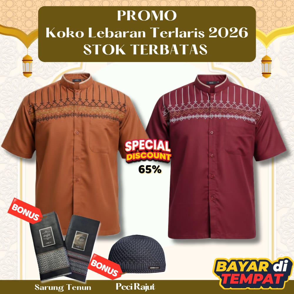 Koko Bordir Lengan Pendek Original Bonus Sarung Tenun & Peci Rajut-ax logo