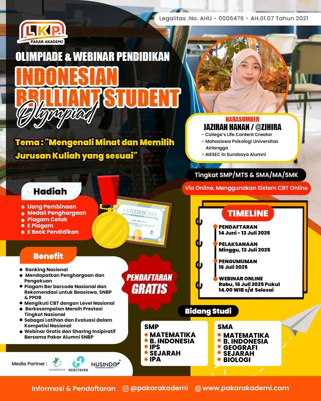 INDONESIAN BRILLIANT STUDENT OLYMPIAD - PAKAR AKADEMI 13 JULI logo