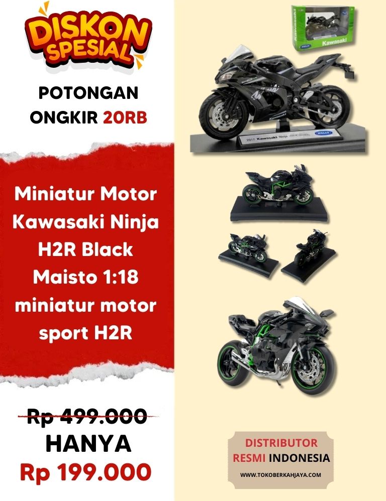 Fad - Mainan Anak Motor Kawasaki H2R Black logo