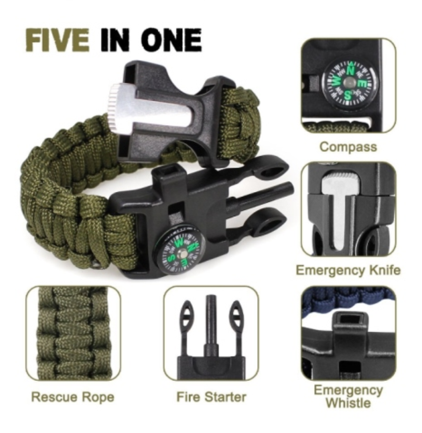 Multifunctional 5 in 1 Outdoor Parachute Rope