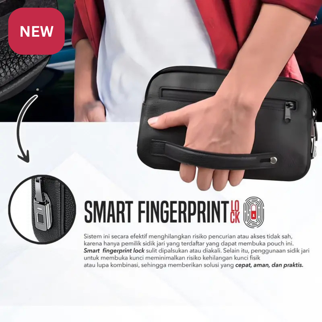 MOZRA ( Tas Tangan Clutch Fingerprint Series Master Genuine Leather Premium Quality ) GG5