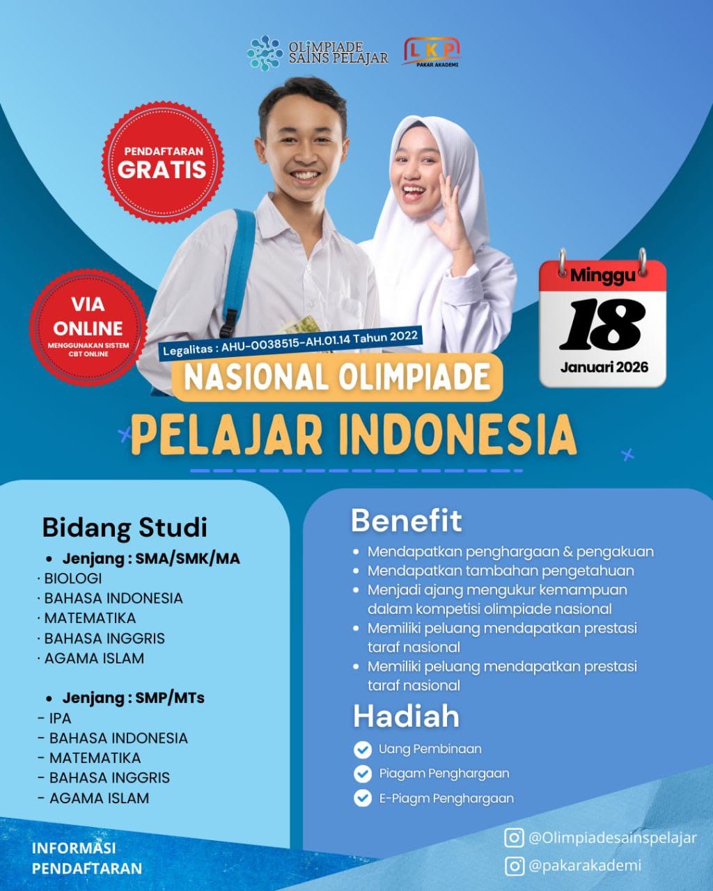 NASIONAL OLIMPIADE PELAJAR INDONESIA - 18 JANUARI 2026 OSPXLKP logo