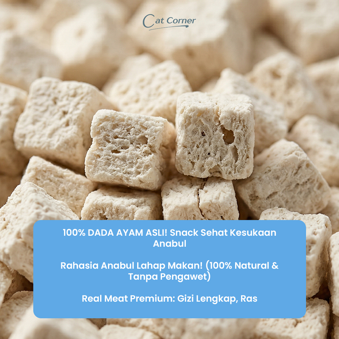 CAT CORNER Freeze Dried Chicken Cubes-Snack Dada Ayam Kering Dadu Cemilan Anjing Kucing