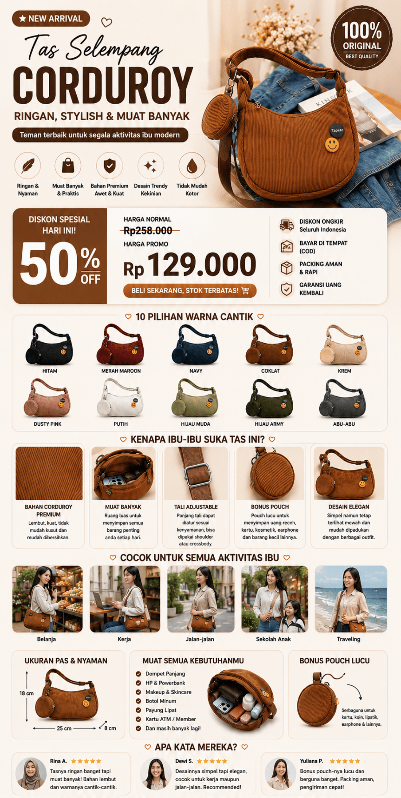 Tas Selempang Corduroy logo