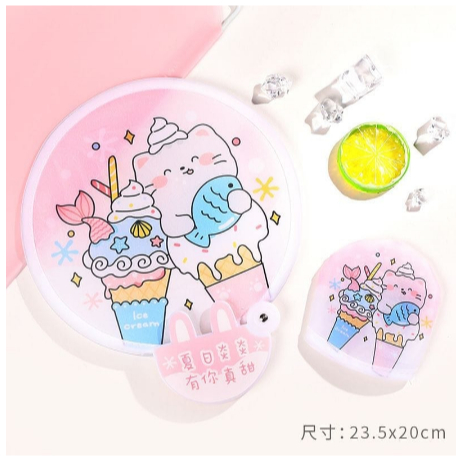 Kipas Tangan Bulat Motif Cartoon Lucu ⚡ logo