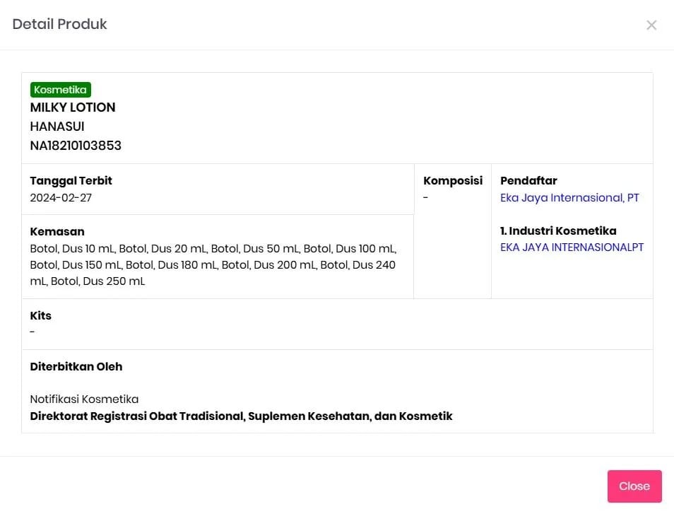 Gluta Milky Glow BPOM DD62-02