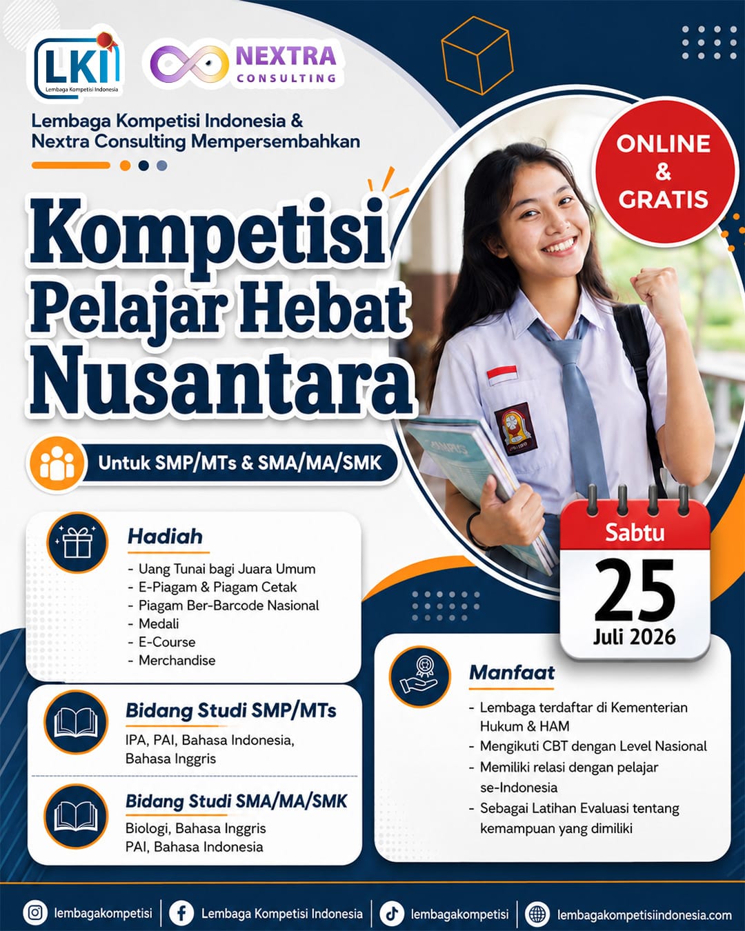 KOMPETISI PELAJAR HEBAT NUSANTARA - LKI X NEXTRA 2026 logo
