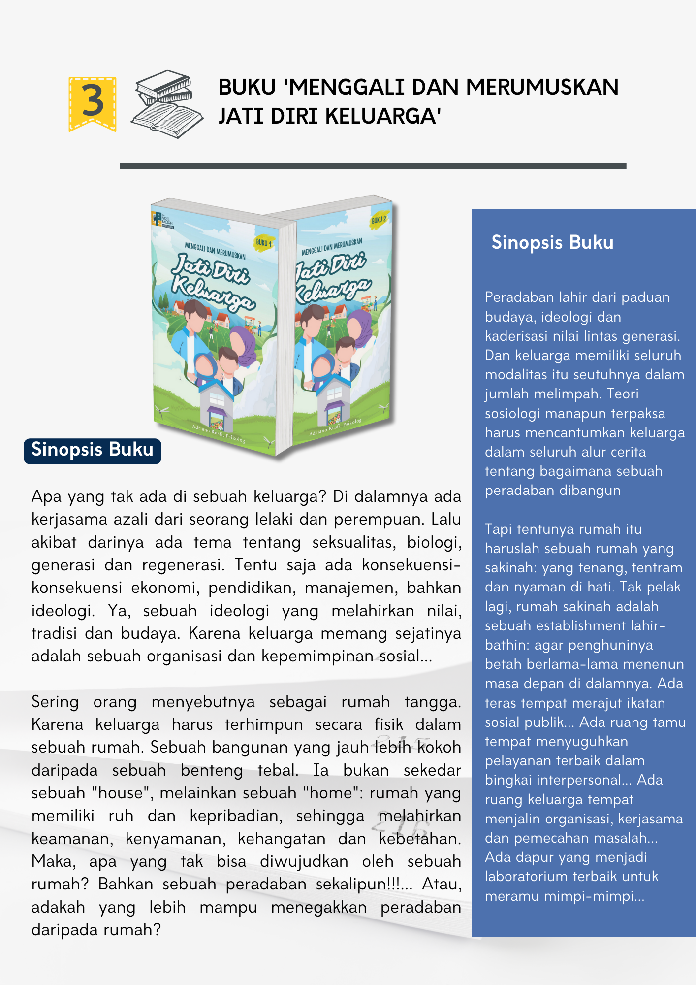 Buku "Menggali dan Merumuskan Jati Diri Keluarga" Karya Ustadz Adriano Rusfi, Psi (2 Jilid)