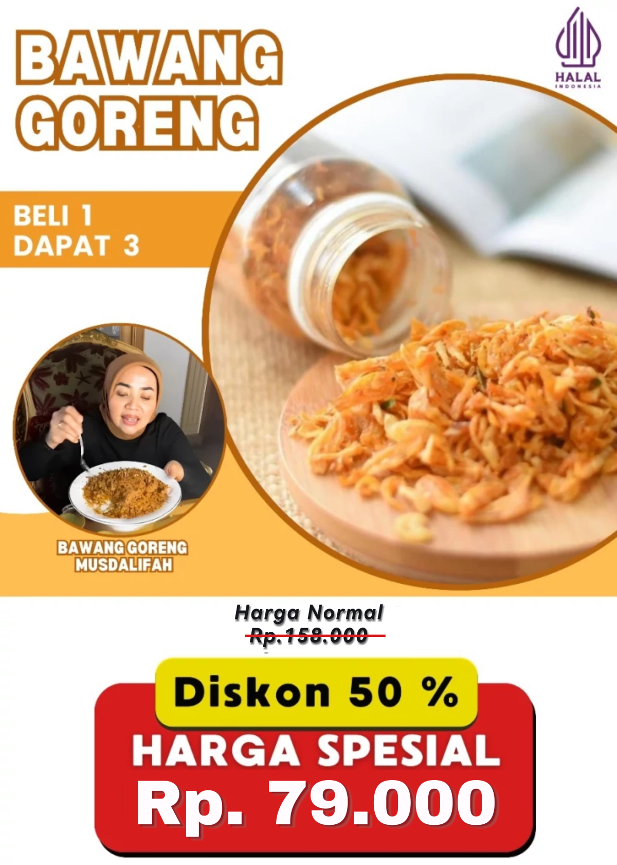 Bawang Goreng Musdalifah Beli 1 dapat 3 Toples Bisa COD | YT- BSR logo