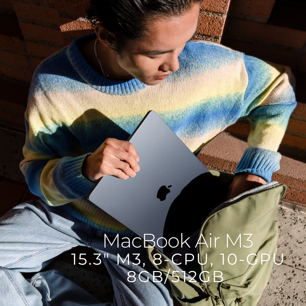 MacBook Air (15.3 inci, M3, 2024) 8C CPU, 10C GPU, 8GB Memory 512GB Storage logo