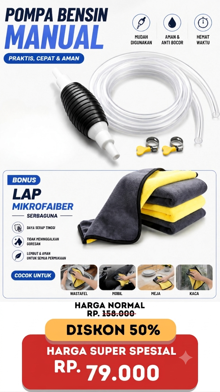 Pompa Bensin Manual Plus Bonus Lap Microfiber Dan Bisa COD | YT-BSM logo