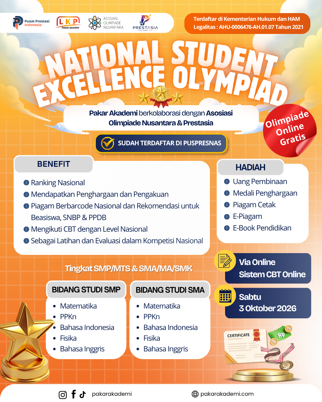 NATIONAL STUDENT EXCELLENCE OLYMPIAD - 3 OKTOBER 2026 LKP X AON X PS logo