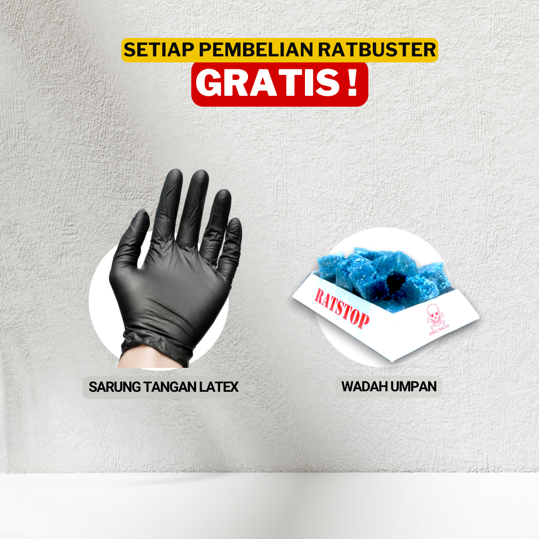 PROMO HARGA SPESIAL 3 Pcs 100gr Racun TIkus RATBUSTER Gratis Sarung Tangan Latex dan Wadah Umpan