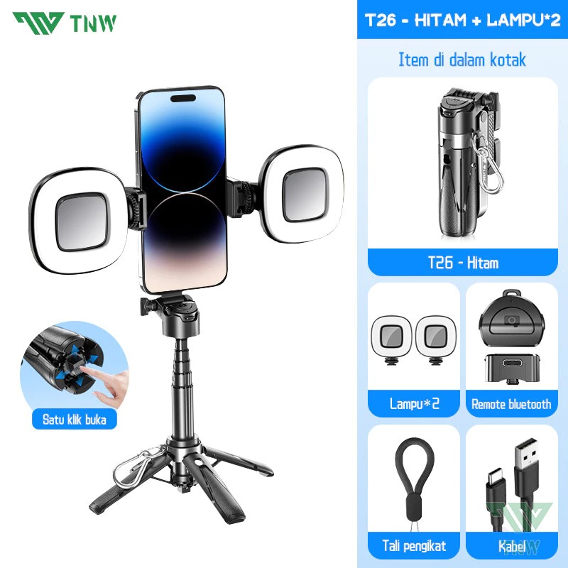 3-in-1 Tripod, Grip & Selfie Stick With LED logo