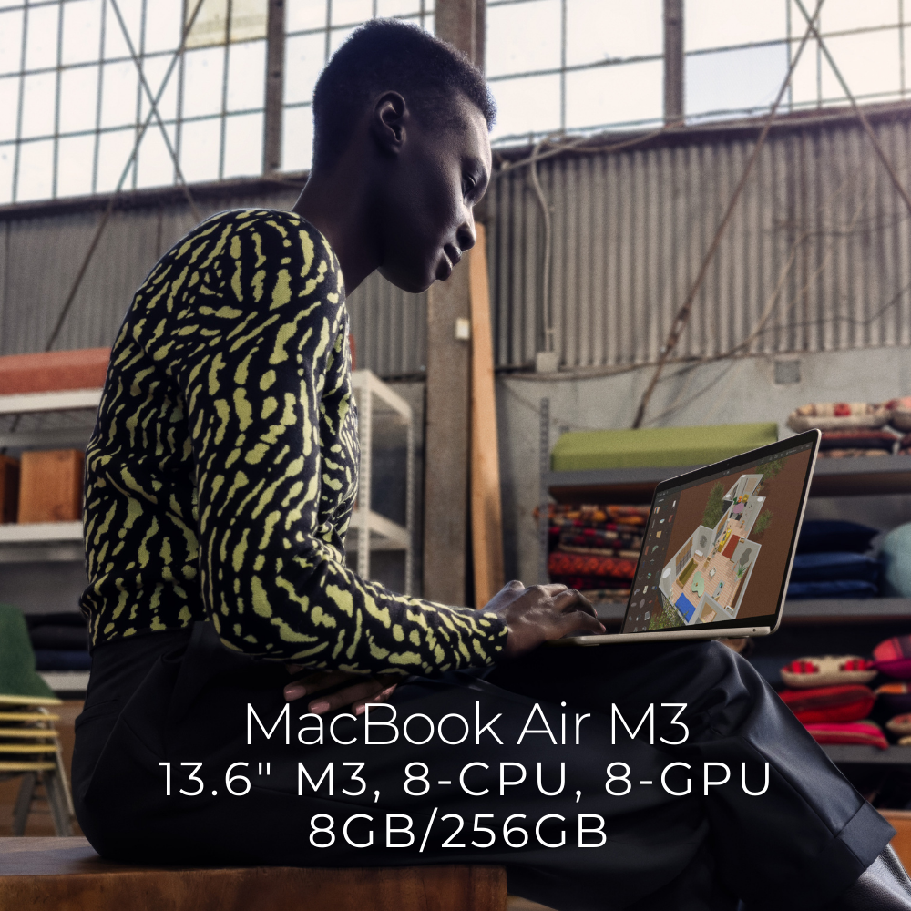 MacBook Air (13.6 inci, M3, 2024) 8C CPU, 8C GPU, 8GB Memory 256GB Storage logo
