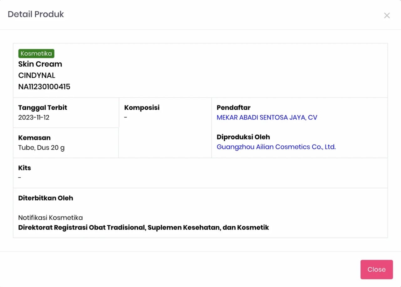 Crystal Nia White BPOM BL77