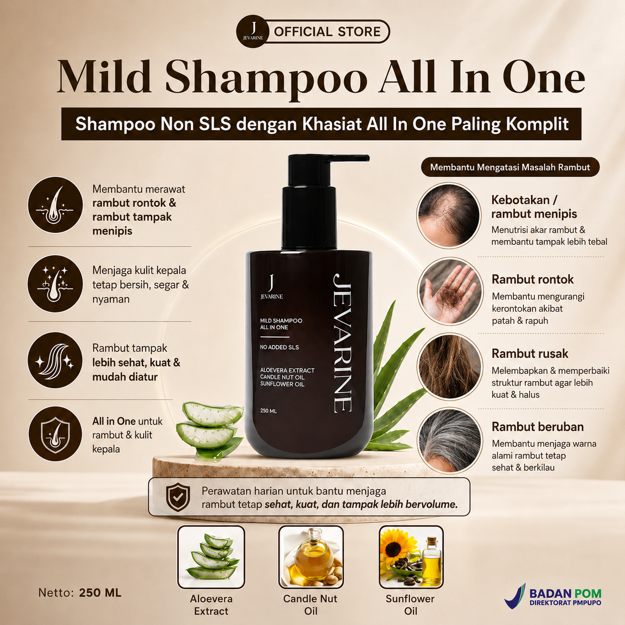 All in One Mild Shampoo By Jevarine 100% Non SLS  - FBE logo