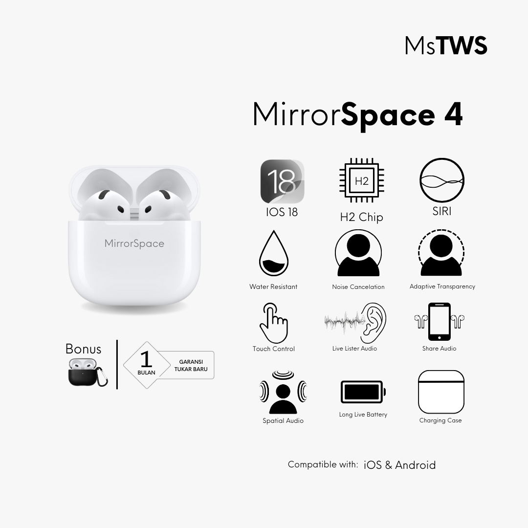 MirrorSpace 4 Active Noise Cancel TWS Bluetooth - MirrorSpace