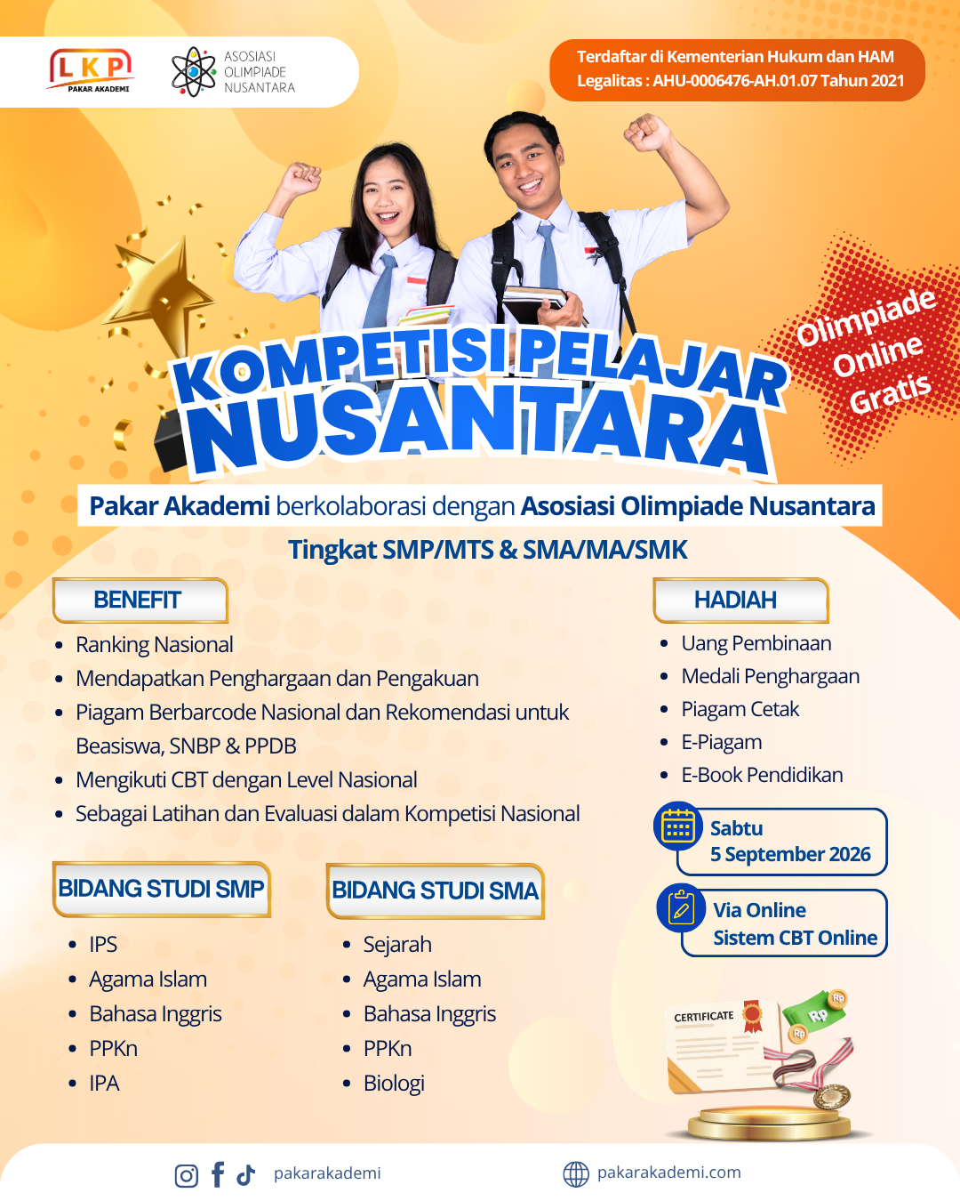 KOMPETISI PELAJAR NUSANTARA - PAKAR AKADEMI 5 SEPTEMBER 2026 logo