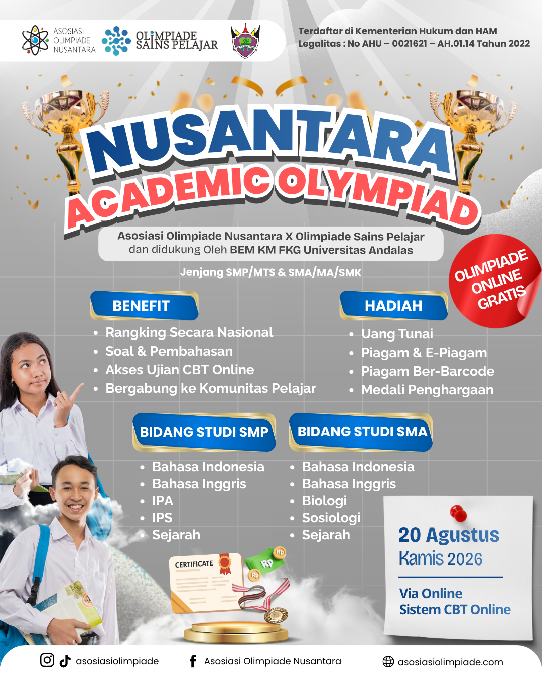 NUSANTARA ACADEMIC OLYMPIAD - AON X OSP X BEM KM FKG UNAND (20 AGUSTUS 2026) logo