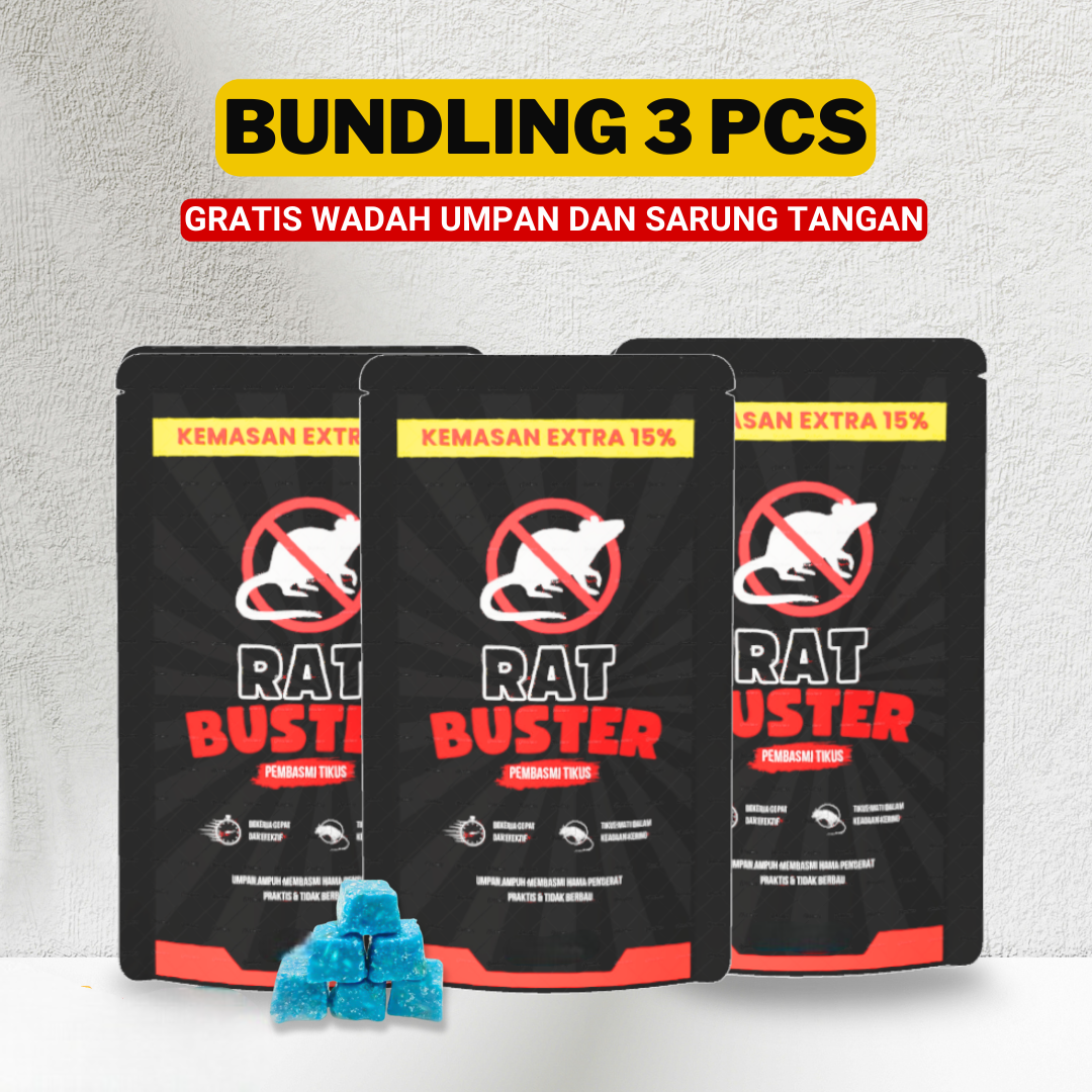 PROMO HARGA SPESIAL 3 Pcs 100gr Racun TIkus RATBUSTER Gratis Sarung Tangan Latex dan Wadah Umpan logo